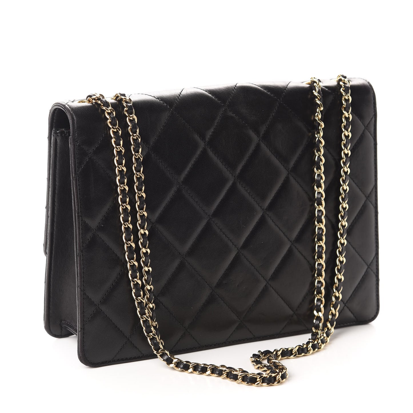 Lambskin Quilted Medium Golden Class Flap Black