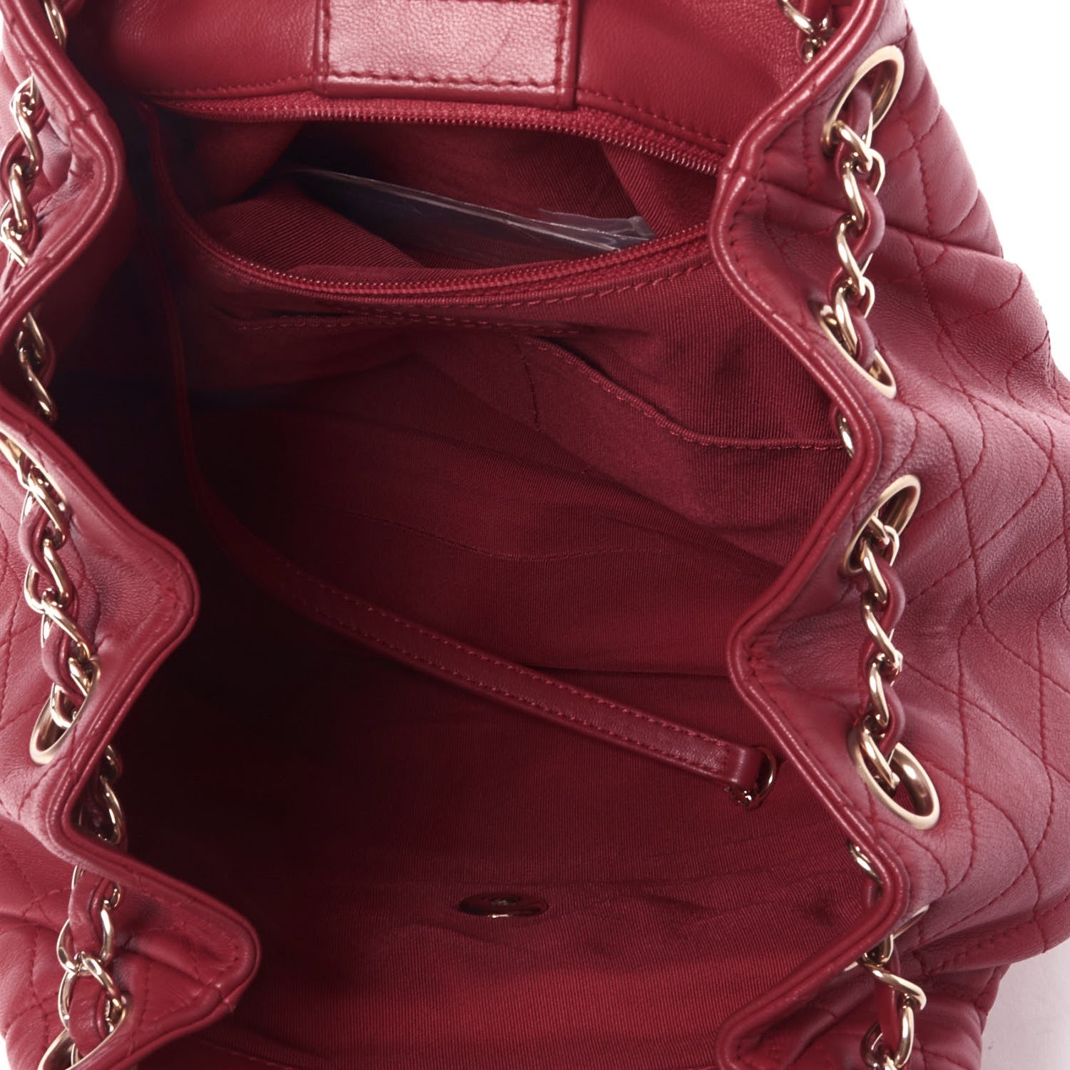 Chanel Lambskin Quilted Small Drawstring Shoulder Bag Dark Pink 4 of 11