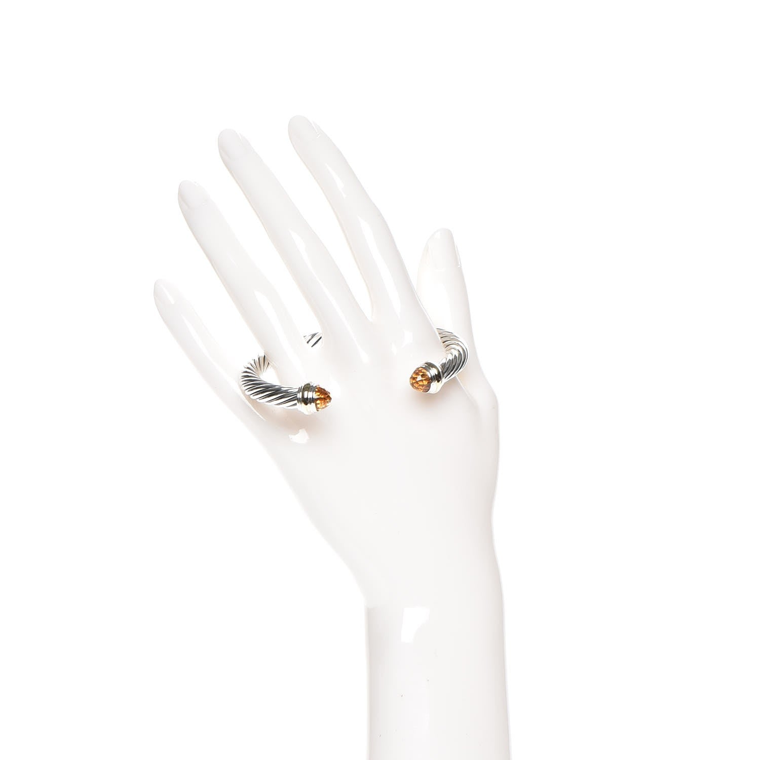 David Yurman Sterling Silver 14K Yellow Gold Citrine 7mm Cable Classics Bracelet 2 of 5