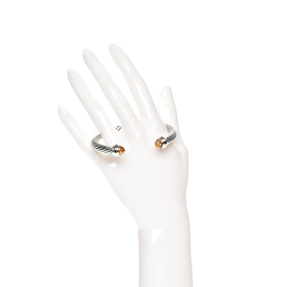 David Yurman Sterling Silver 14K Yellow Gold Citrine 7mm Cable Classics Bracelet 2 of 5