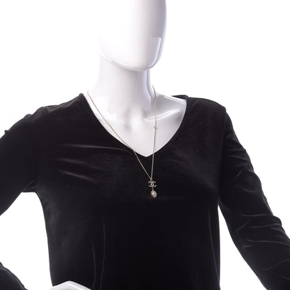 Chanel Crystal CC Pearl Drop Necklace Gold 6 of 6
