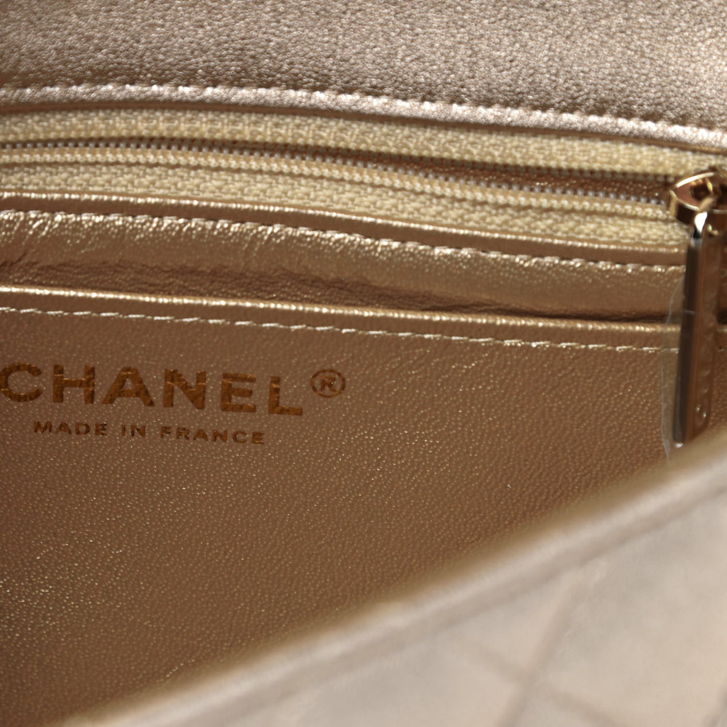 Metallic Lambskin Quilted Mini Square Flap Gold