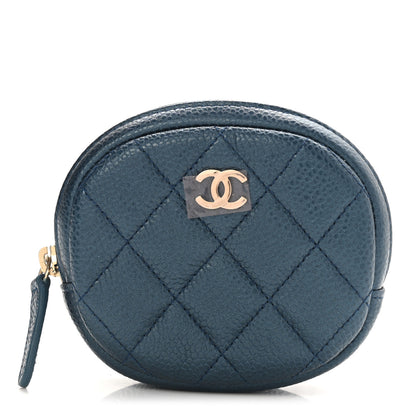 Chanel Metallic Caviar Quilted Zip Around Classic Coin Purse Dark Blue 1 of 8
