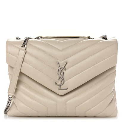 Saint Laurent Calfskin Y Quilted Monogram Medium Loulou Chain Satchel Ivory 1 of 12