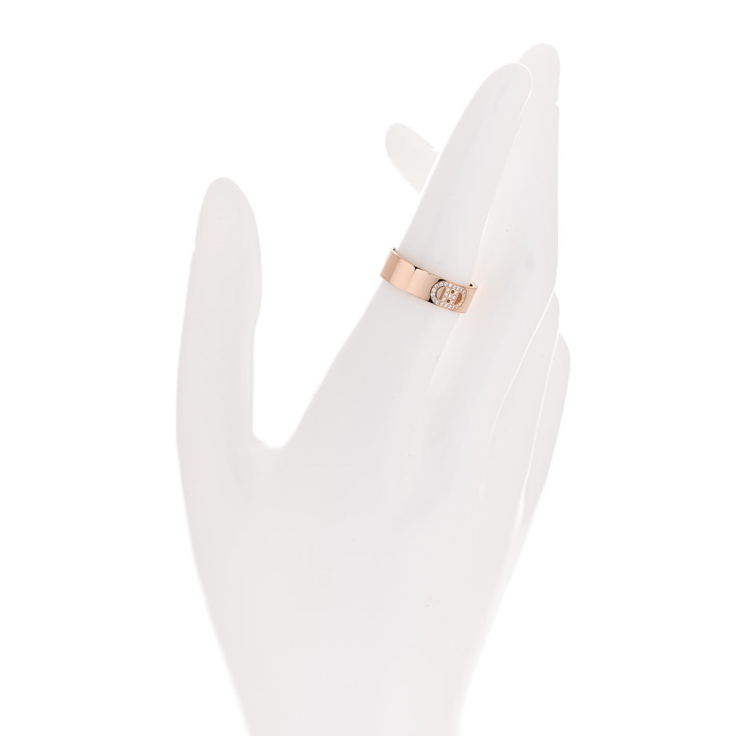 18K Rose Gold Diamond PM H D'Ancre Ring 53 6.5