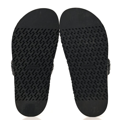Hermes Calfskin Womens Empire Sandals 37.5 Black 6 of 10