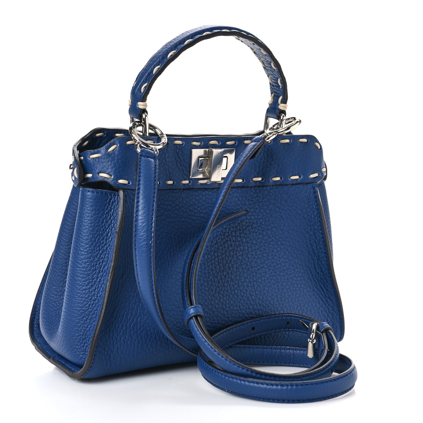 Vitello Granato Camoscio Selleria Macro Stitchings Mini Peekaboo Iconic Satchel Blue Cyan