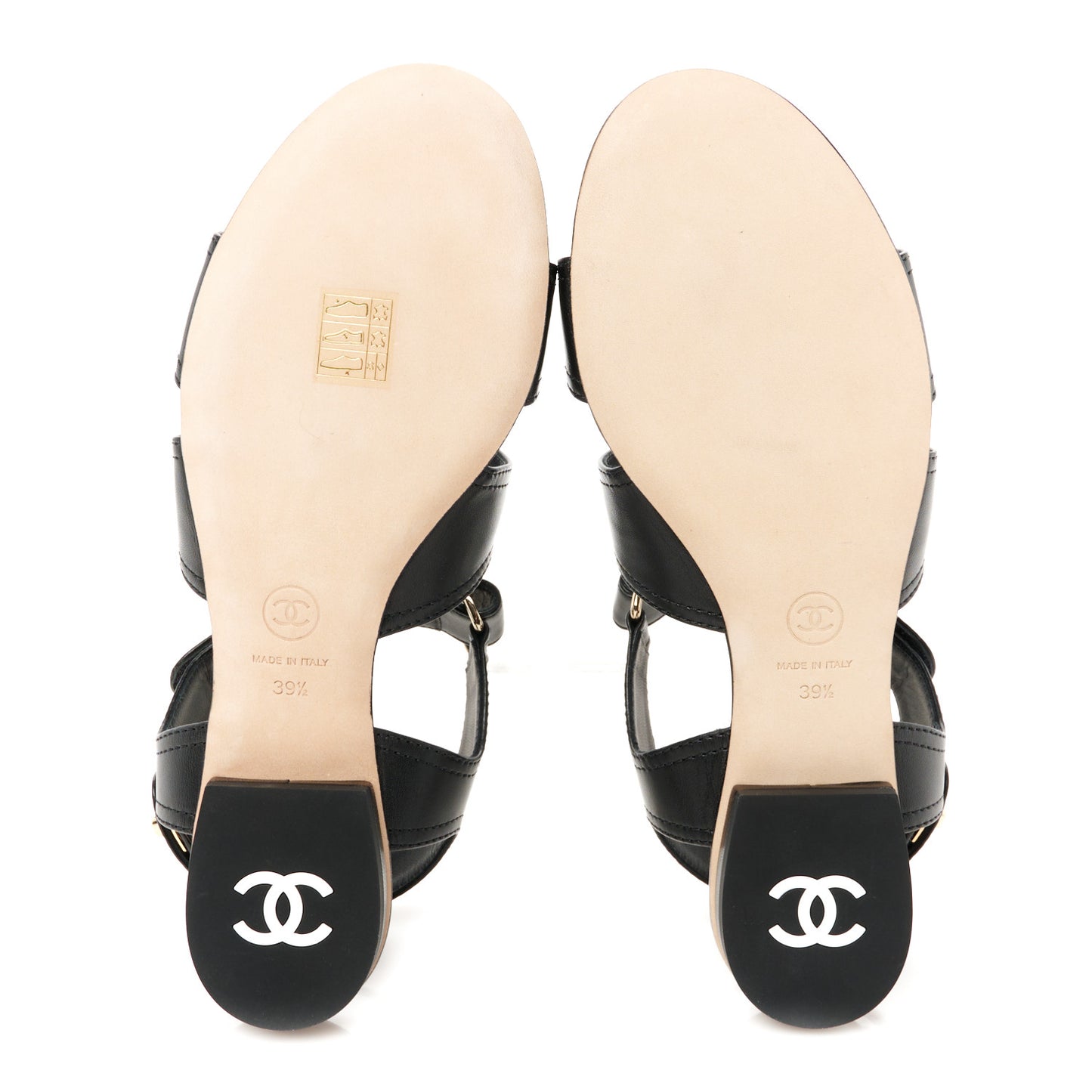 Lambskin Logo CC Turnlock Sandals 39.5 Black