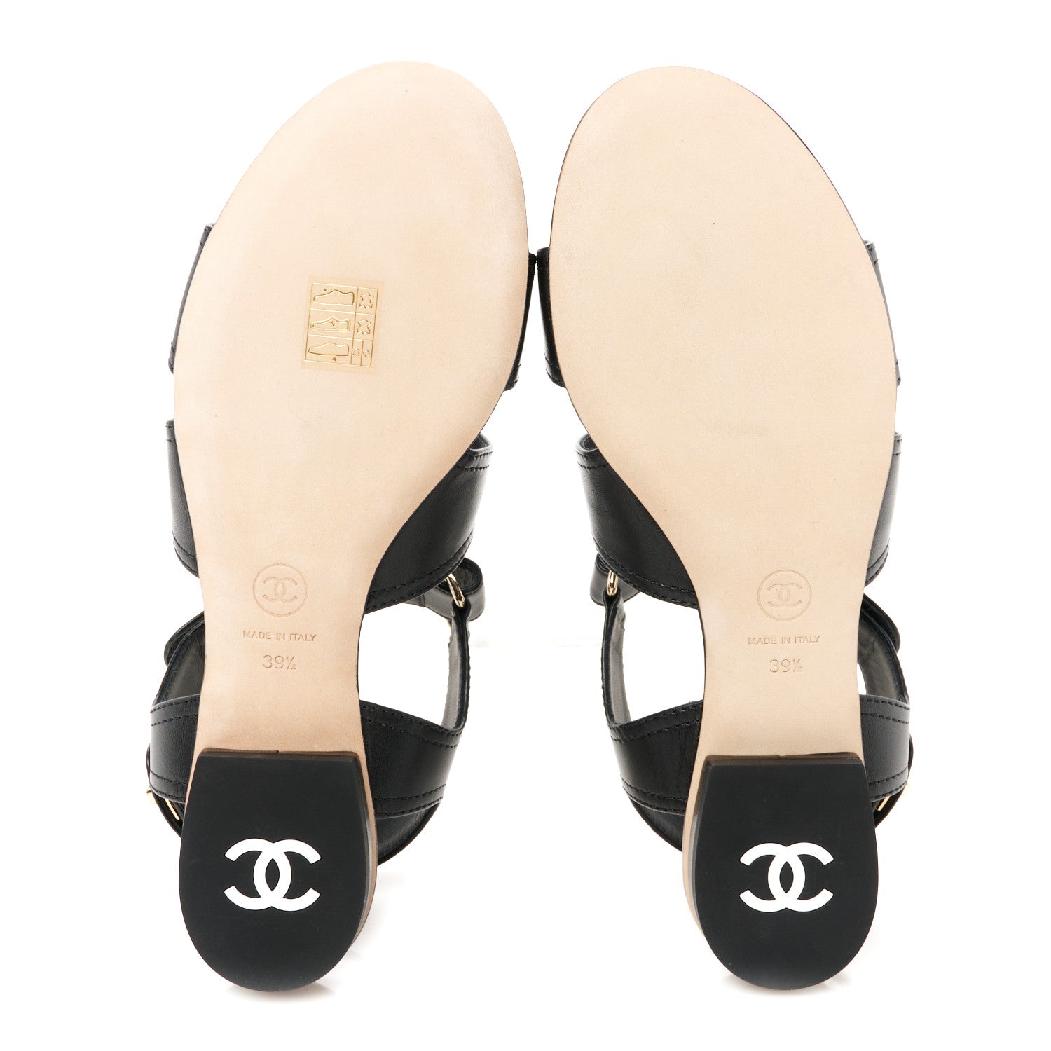Chanel Lambskin Logo CC Turnlock Sandals 39.5 Black 6 of 11