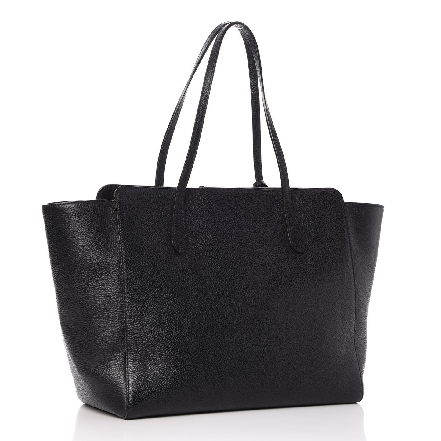 Pebbled Calfskin Medium Swing Tote Black