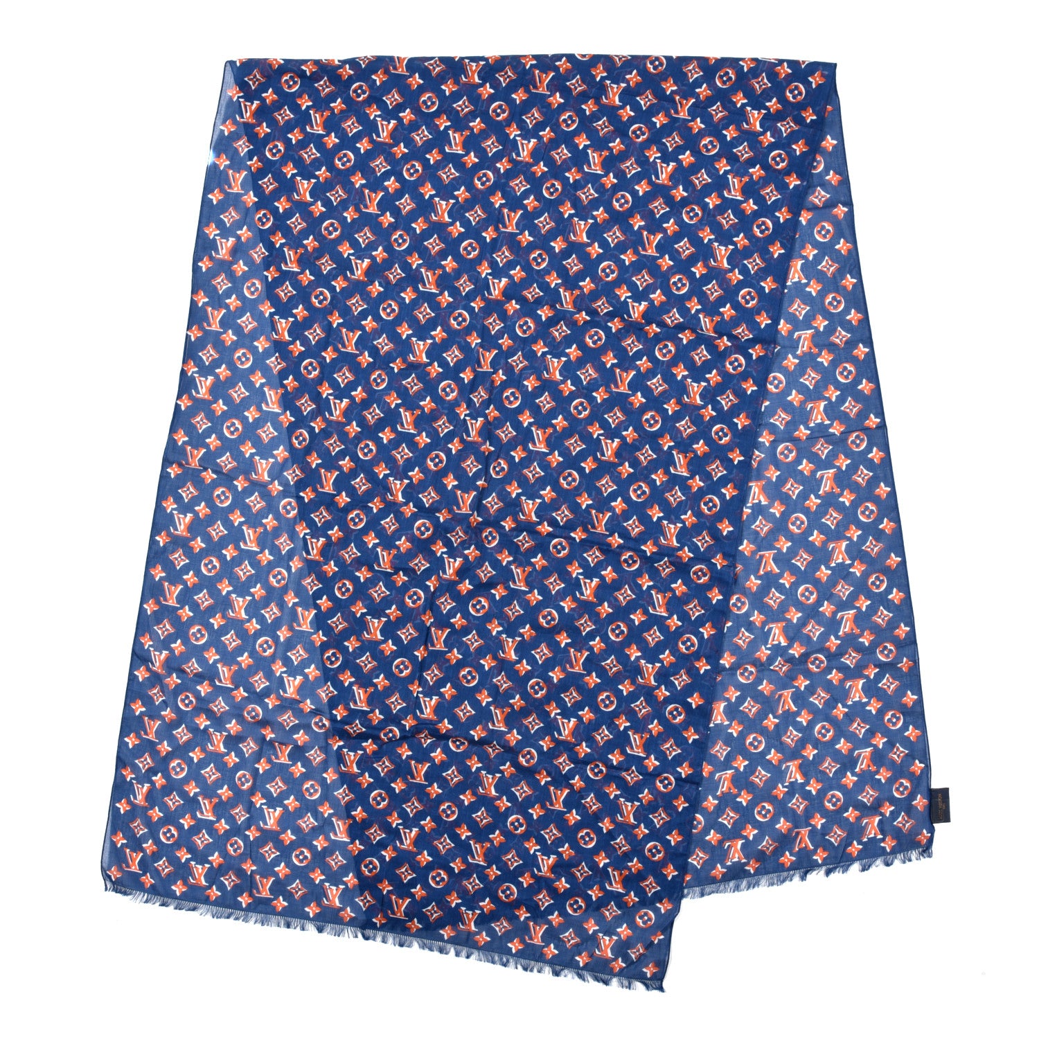 Louis Vuitton Cotton Monogram Taigarama Stole Cobalt 2 of 4
