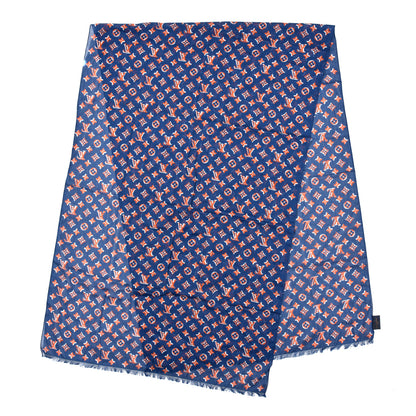 Louis Vuitton Cotton Monogram Taigarama Stole Cobalt 2 of 4