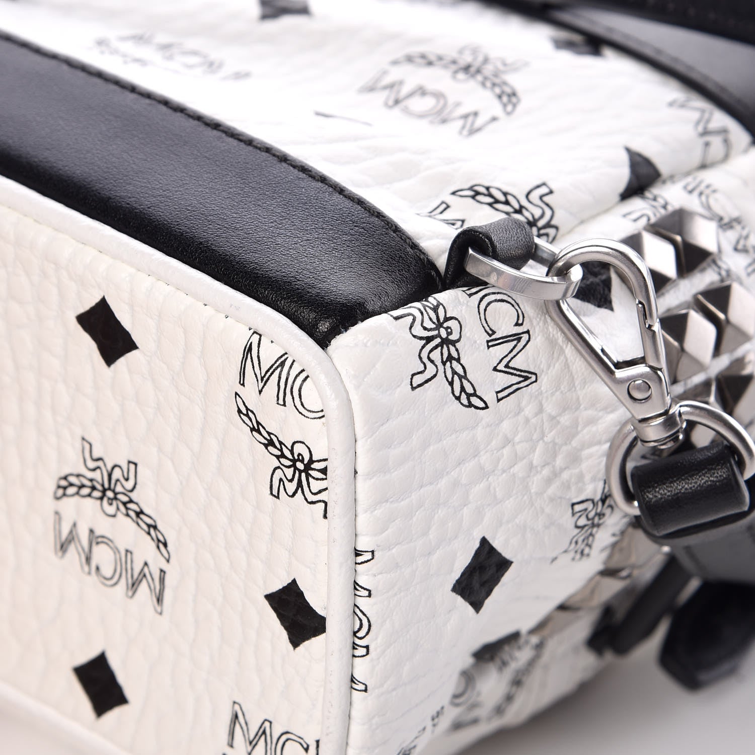 MCM Visetos Studded X-Mini Bebe Boo Backpack White 12 of 14