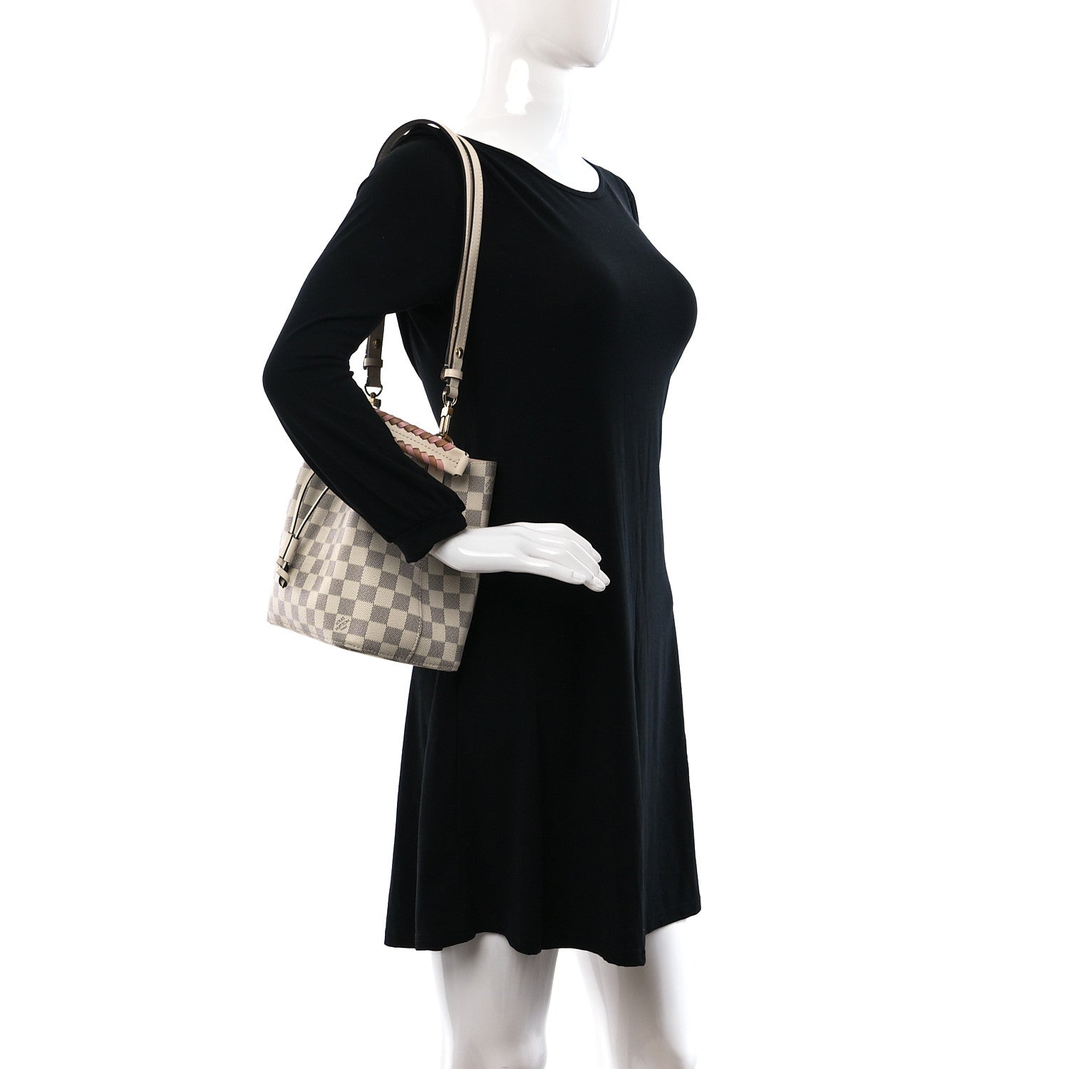 Louis Vuitton Damier Azur Braided Neonoe BB Pink 2 of 15