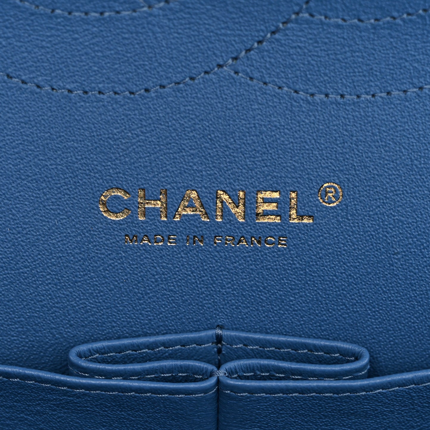 Caviar Flat Chevron Quilted Jumbo Double Flap Blue