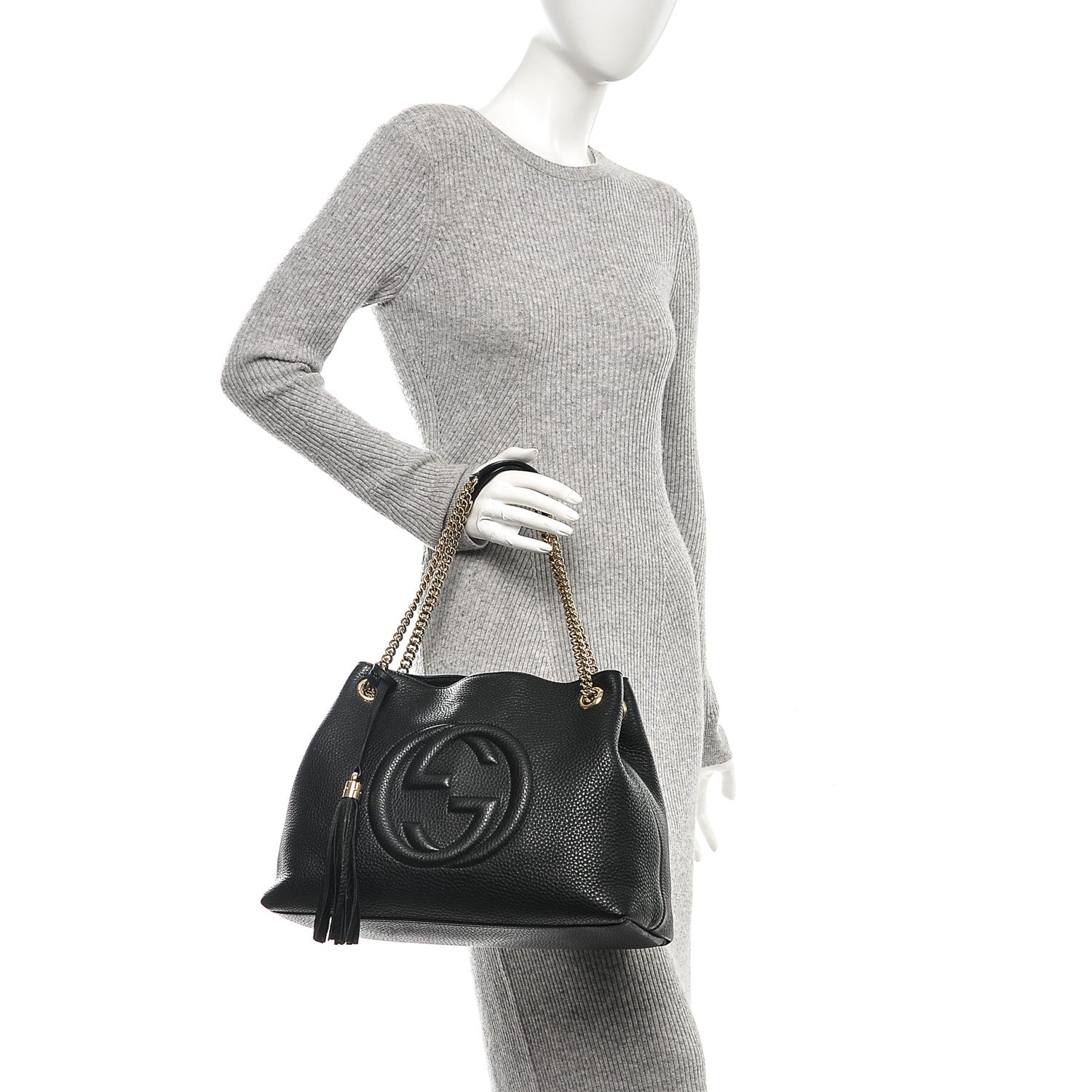 Gucci Pebbled Calfskin Medium Soho Chain Shoulder Bag Black 2 of 6