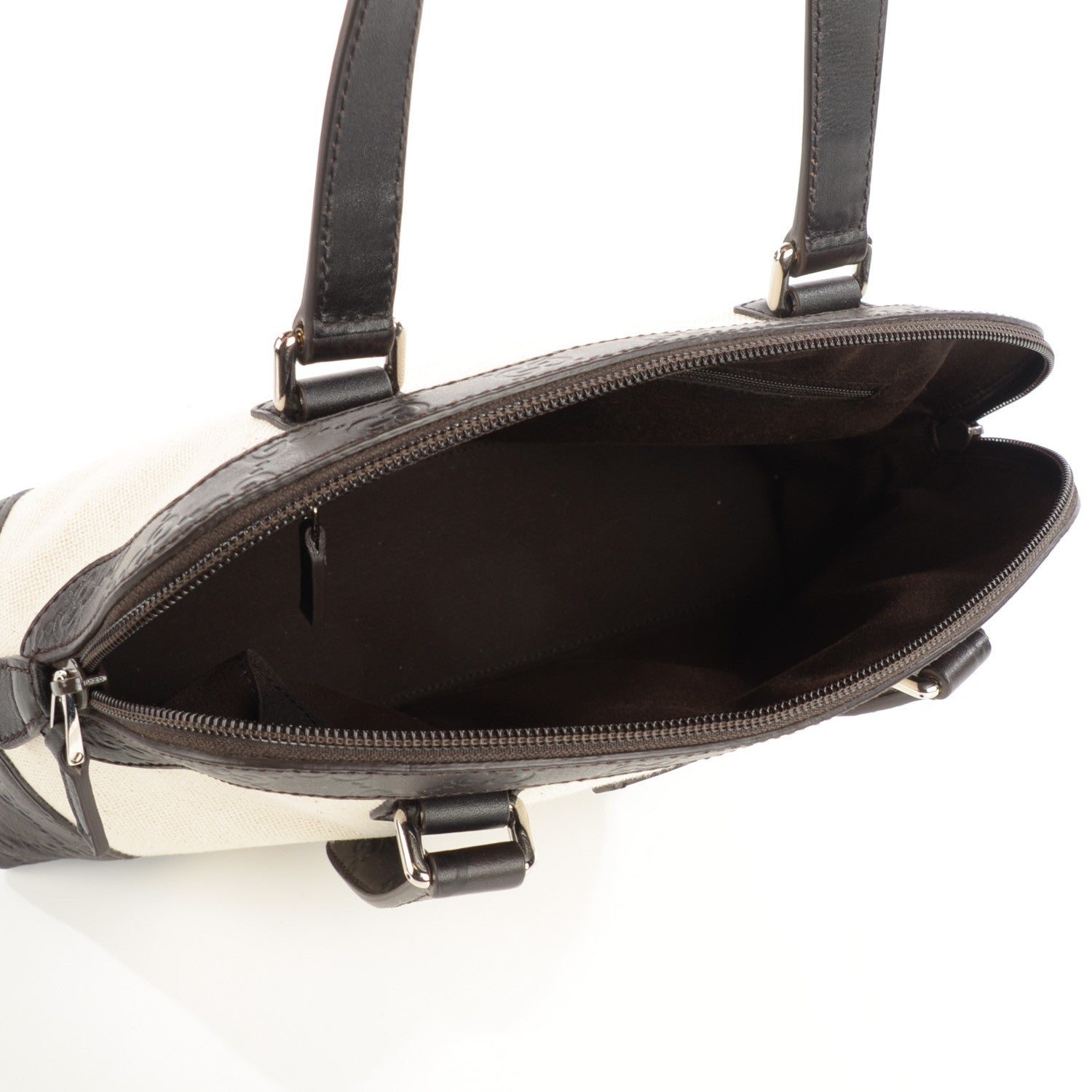 Gucci Monogram Trim Canvas Large Bowler Dark Brown 7 of 7