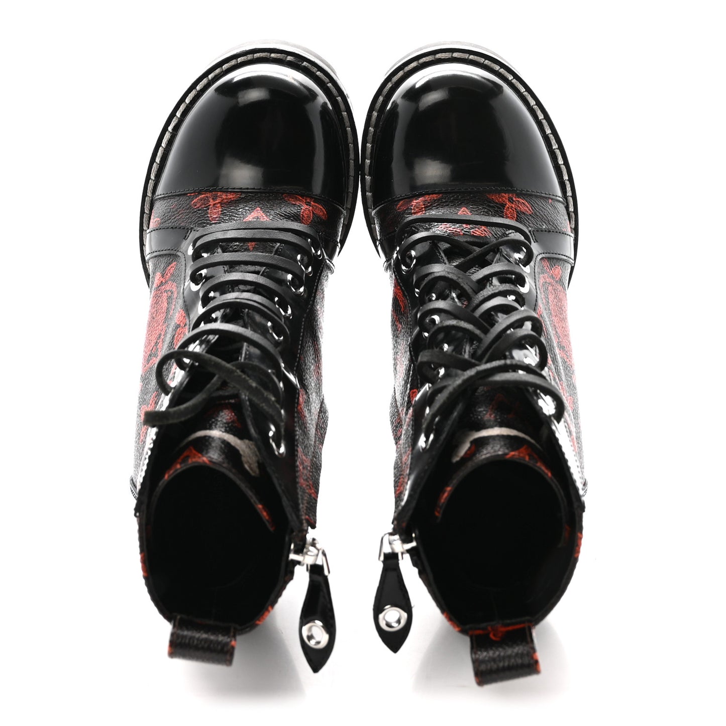 Patent Calfskin Catogram Star Trail Ankle Boots 36 Black Marron