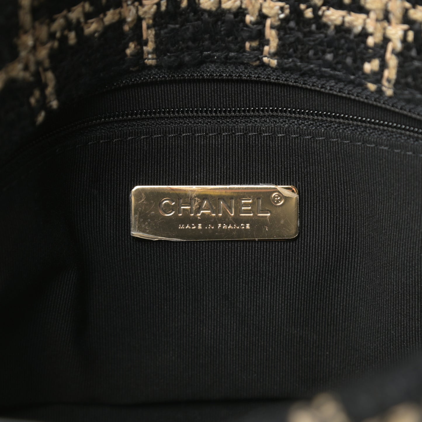 Tweed Quilted Medium Chanel 19 Flap Black Beige