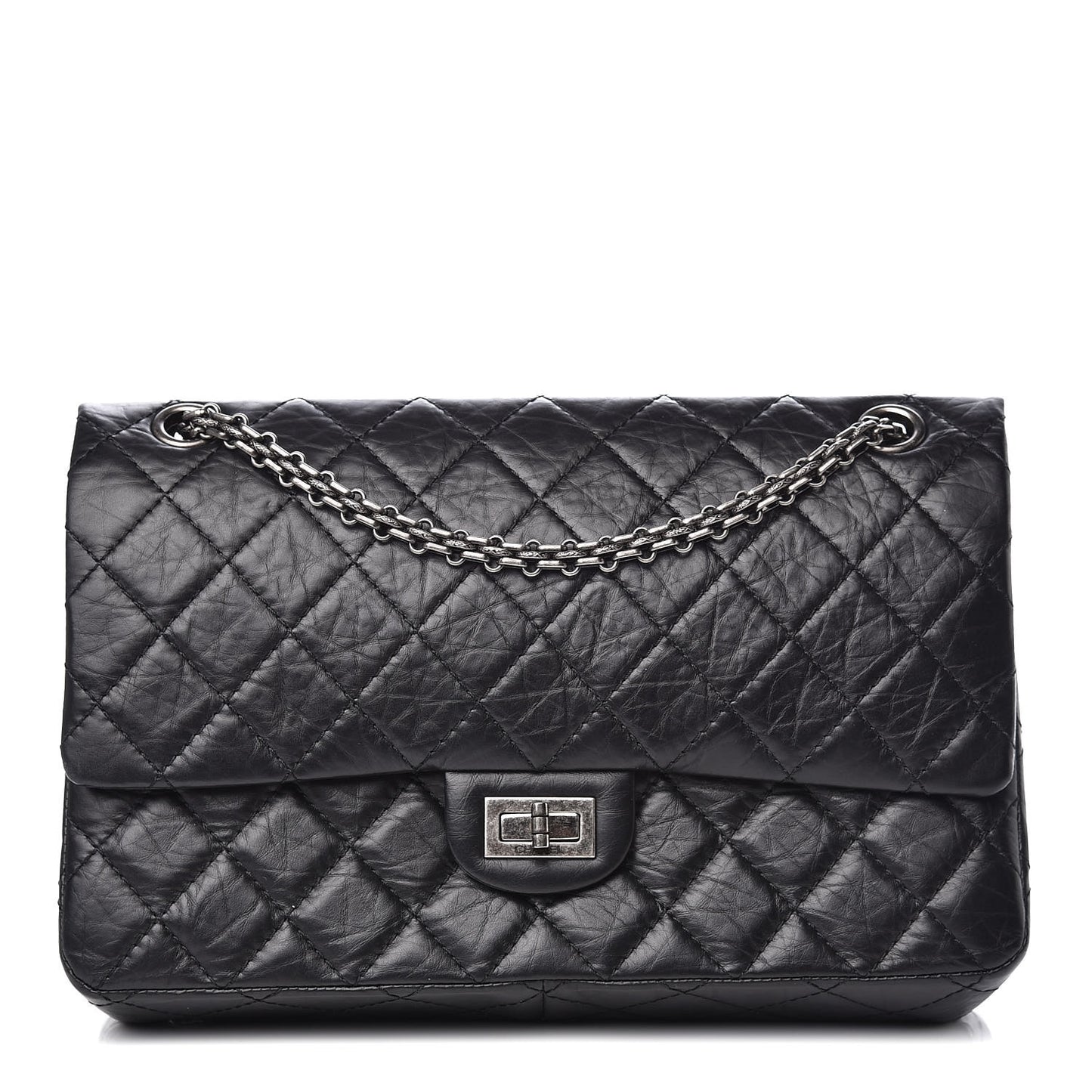 Aged Calfskin Quilted 2.55 Reissue 226 Flap Black