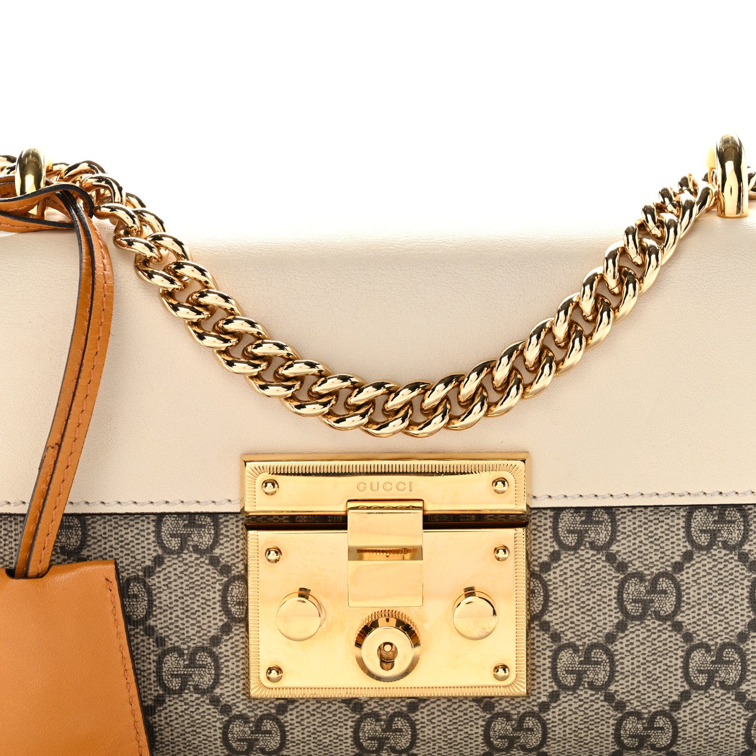 Gucci GG Supreme Monogram Calfskin Small Padlock Shoulder Bag Beige Mystic White Sun Oil 8 of 13