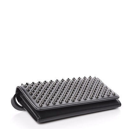 Christian Louboutin Calfskin Macaron Spiked Flap Wallet Black 4 of 9