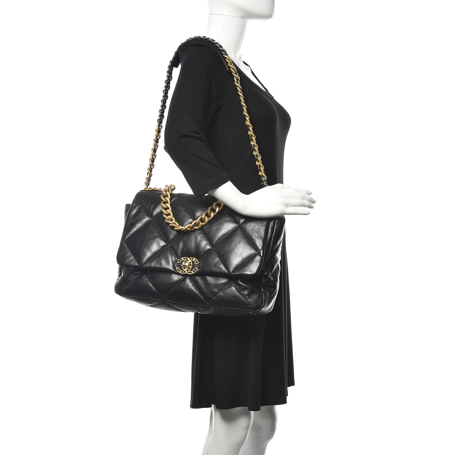 Chanel Goatskin Quilted Maxi 19 Flap Black 2 of 10