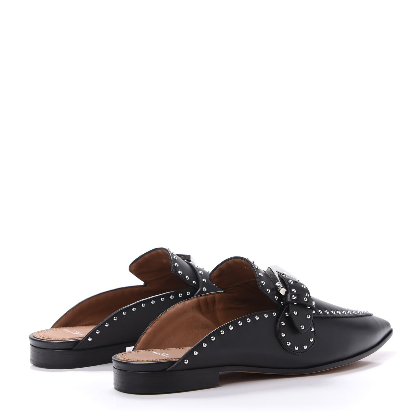 Calfskin Studded Elegant Loafer Mule 36 Black