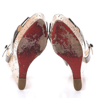 Christian Louboutin Specchio Calficork Marina Liege 140 Wedge Sandals 35.5 Pewter 7 of 7