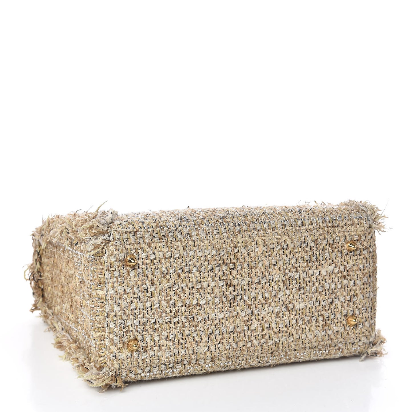 Tweed Crystal Fringe Medium Lady Dior Beige