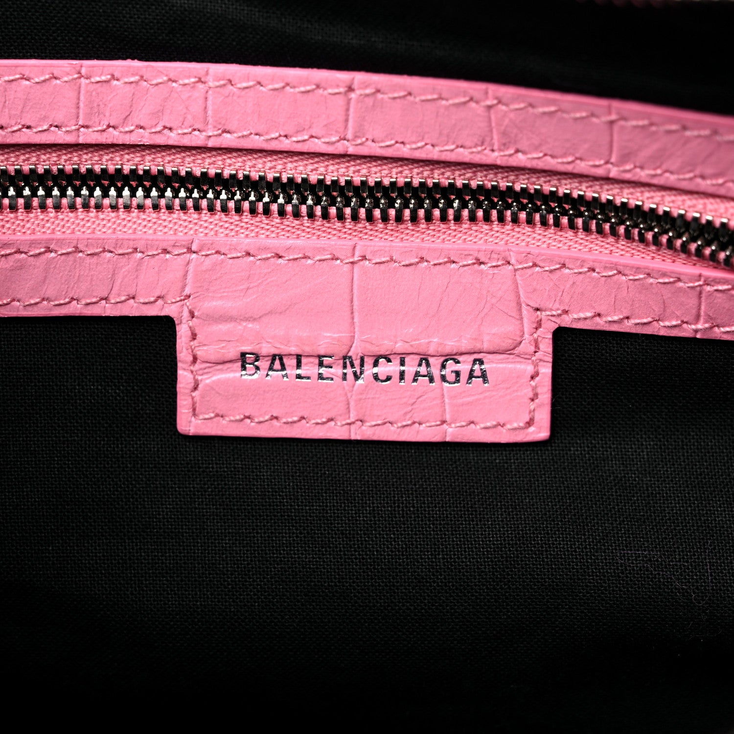 Balenciaga Extra Supple Calfskin Crocodile Embossed Small Le Cagole Shoulder Bag Sweet Pink 6 of 13
