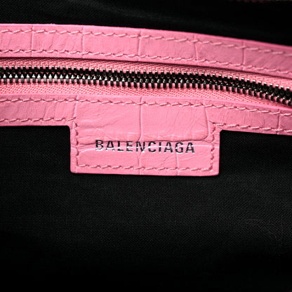 Balenciaga Extra Supple Calfskin Crocodile Embossed Small Le Cagole Shoulder Bag Sweet Pink 6 of 13