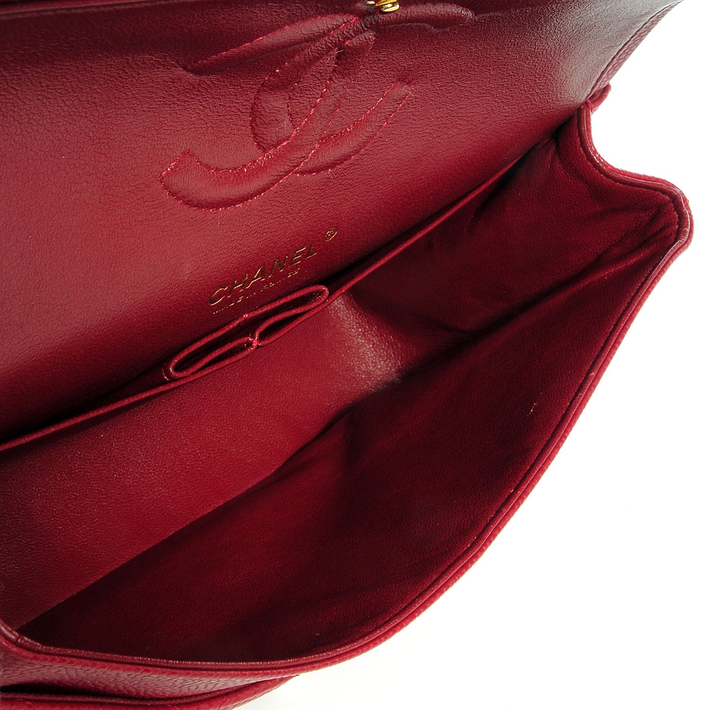 Caviar Medium Double Flap Red