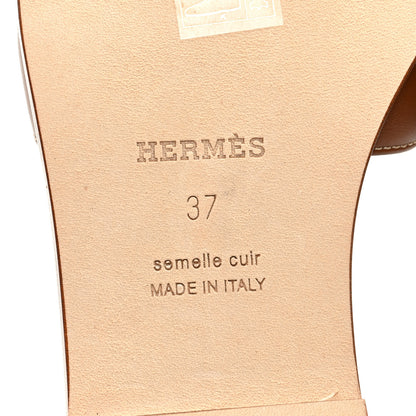 Hermes Box Calfskin Oran Sandals 37 Gold 6 of 9