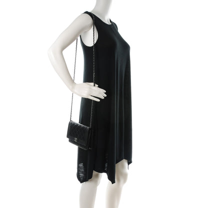 Chanel Lambskin Quilted Boy Wallet On Chain WOC Black 2 of 8