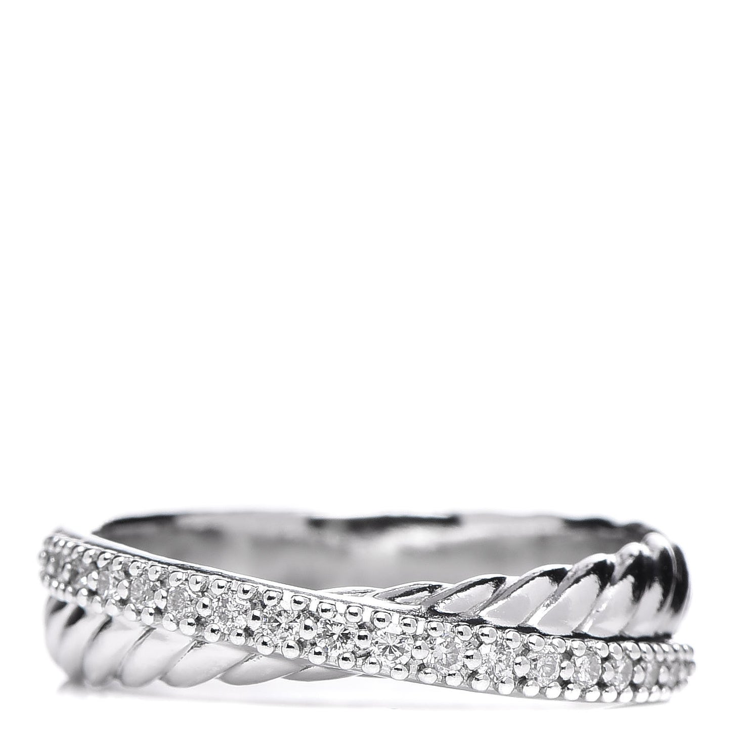 Sterling Silver Diamond 5mm Crossover Ring 54 7
