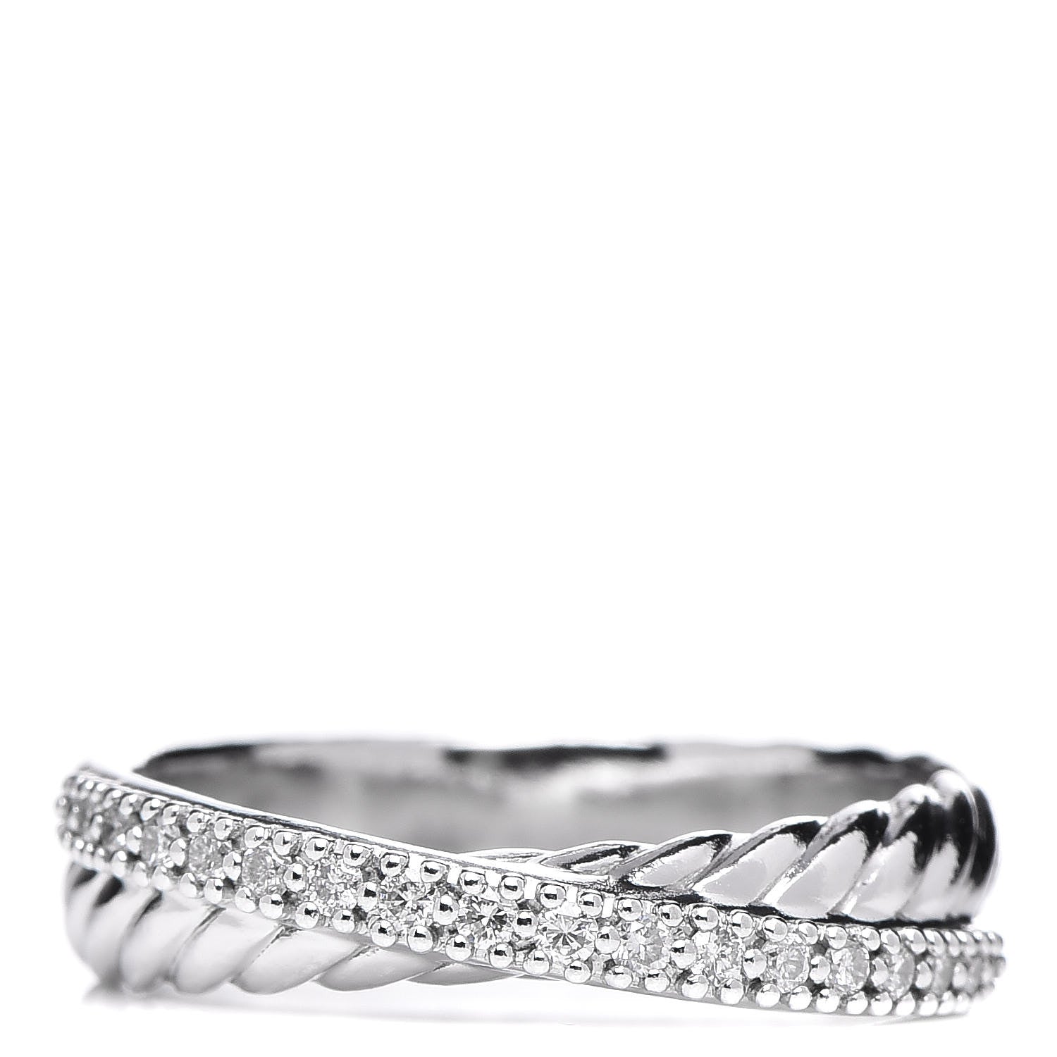 David Yurman Sterling Silver Diamond 5mm Crossover Ring 54 7 1 of 6