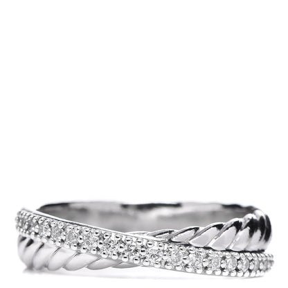 David Yurman Sterling Silver Diamond 5mm Crossover Ring 54 7 1 of 6