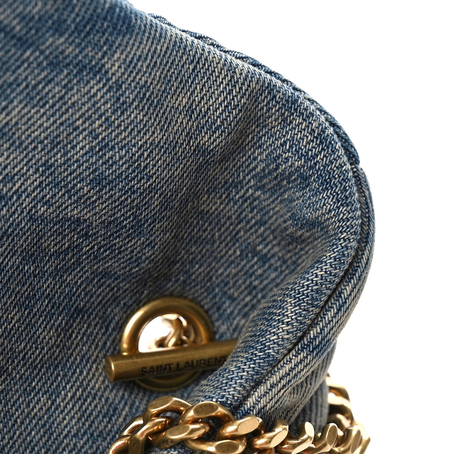 Denim Quilted Toy Loulou Puffer Monogram Chain Satchel Rodeo Blue