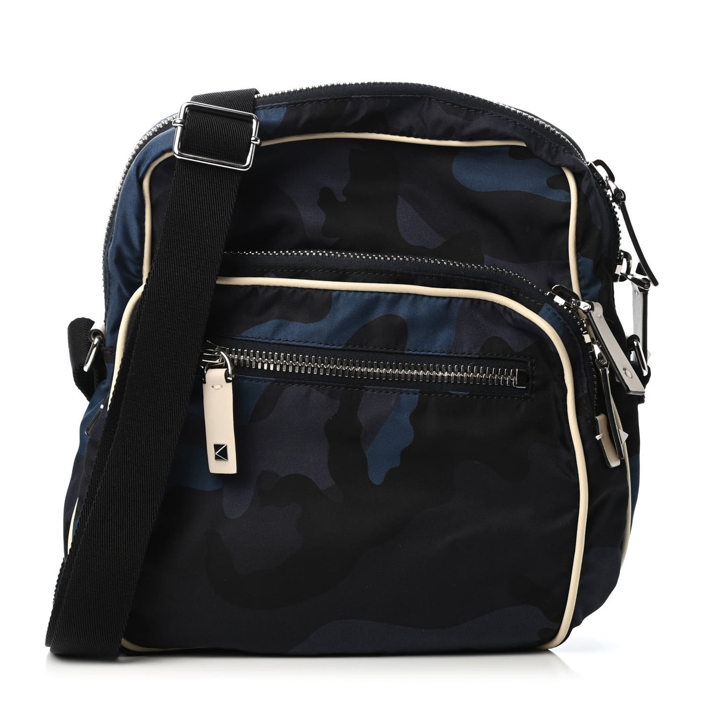 Nylon Camouflage Rockstud Crossbody Bag Blue