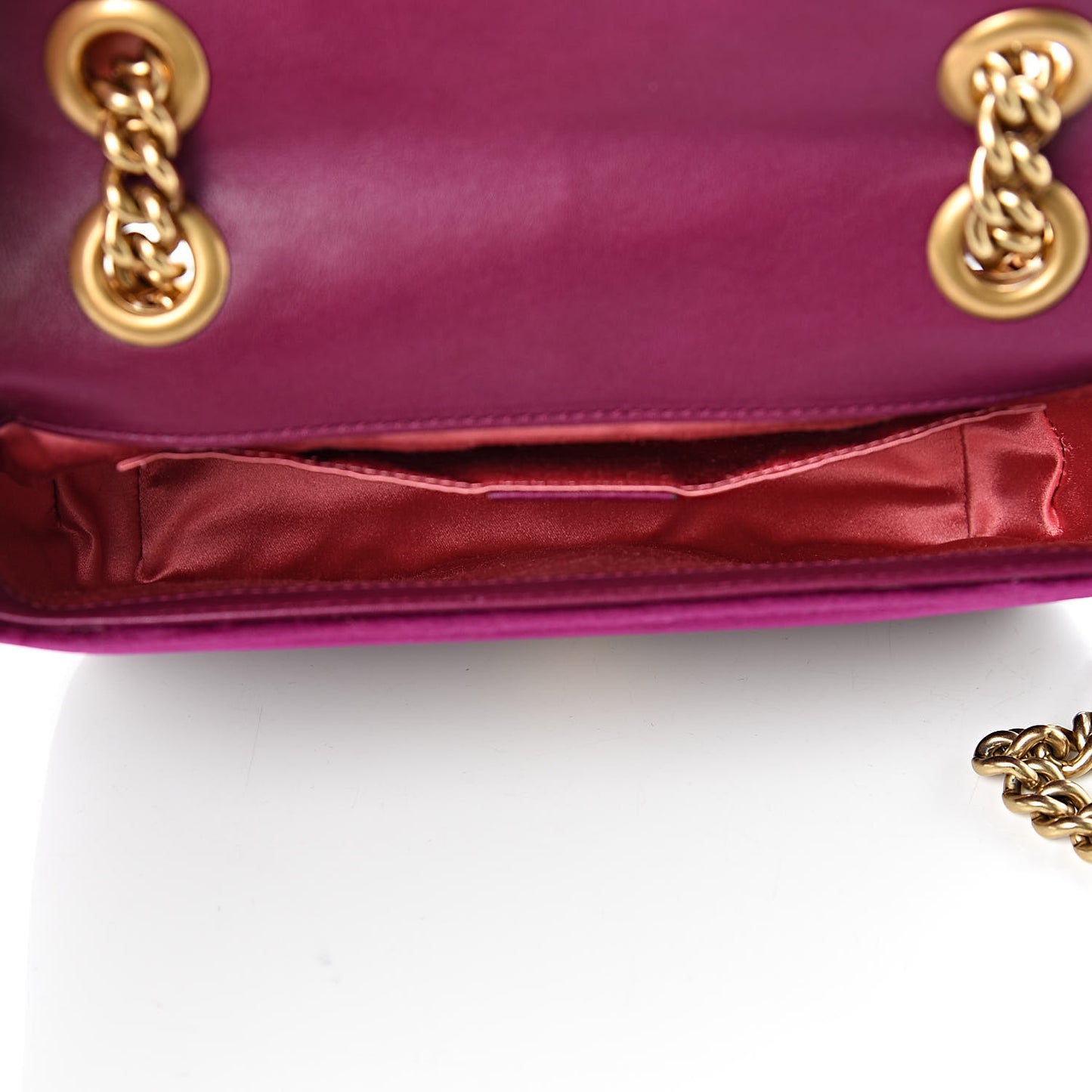 Velvet Matelasse Mini GG Marmont Shoulder Bag Fuchsia Violet Cyclamen