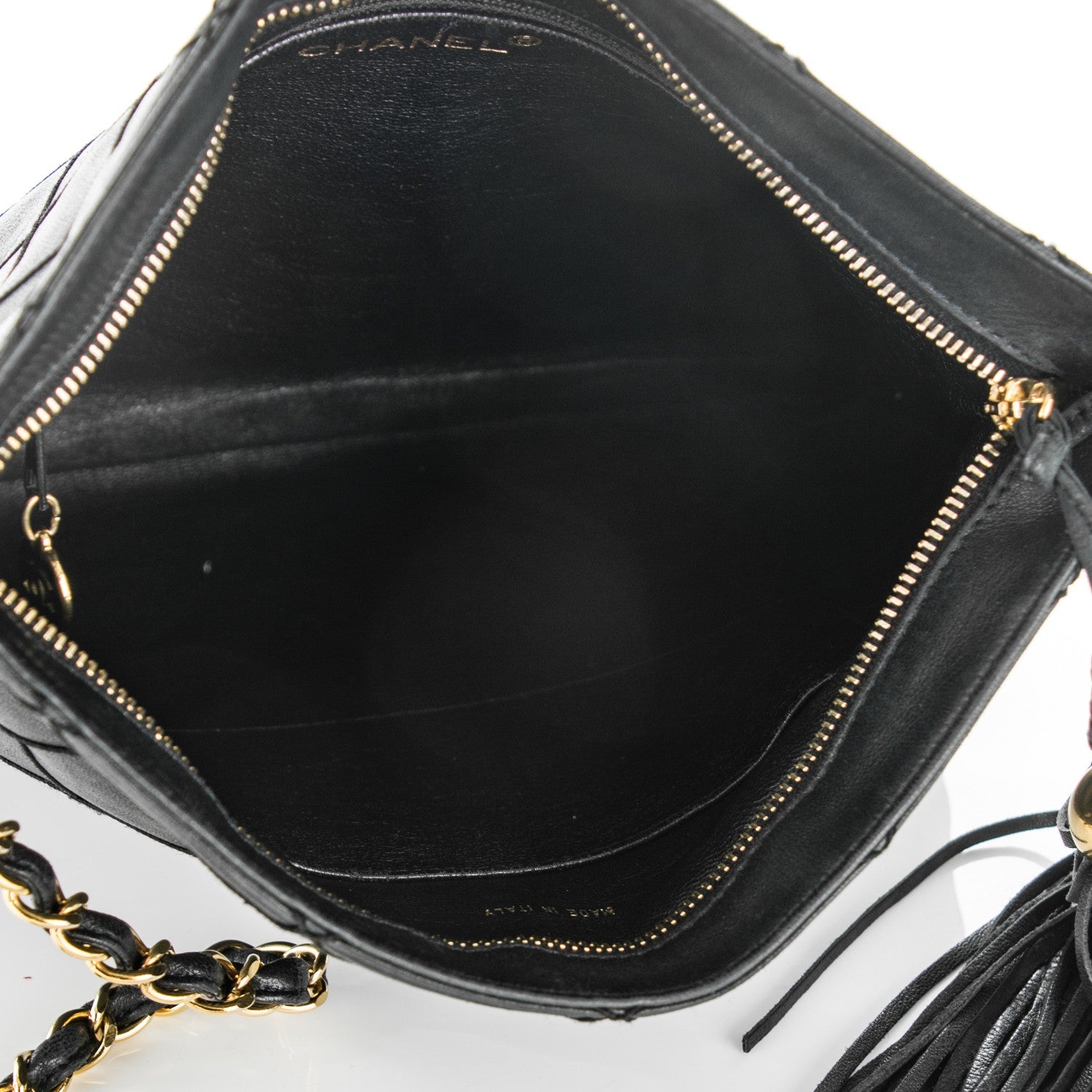 Chanel Lambskin Stitched Tassel Crossbody Black 5 of 11