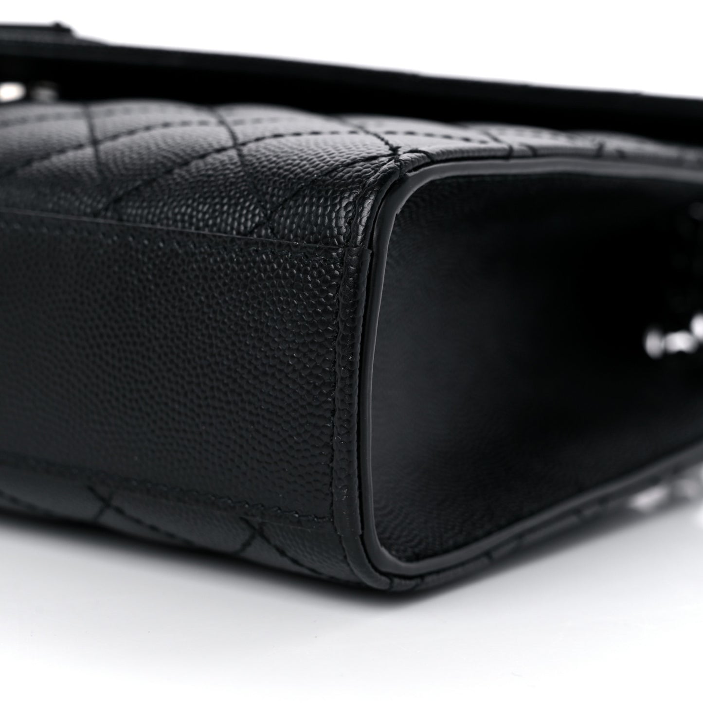 Grain De Poudre Textured Mixed Matelasse Triquilt Medium Monogram Monochrome Satchel Black
