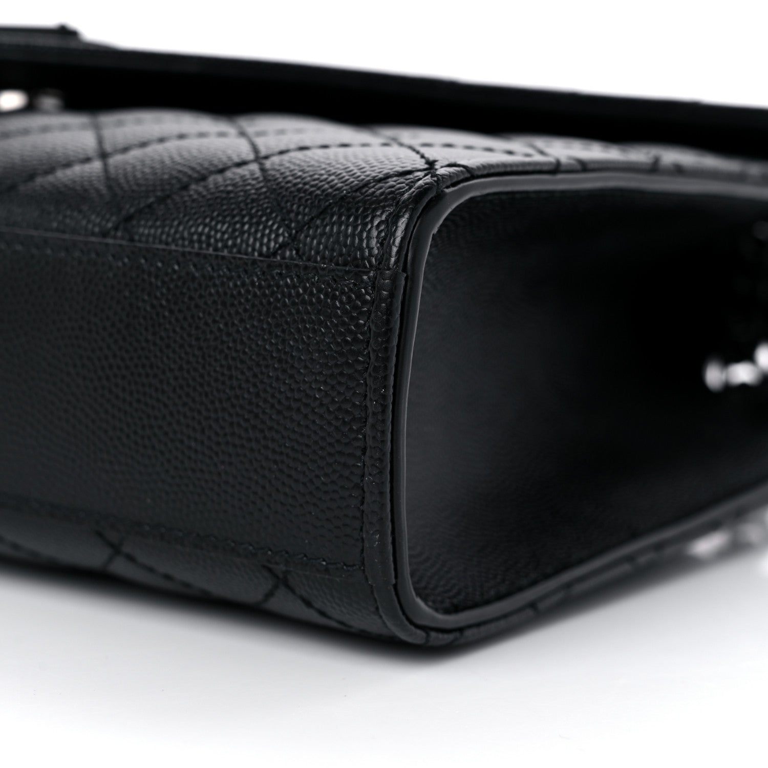 Saint Laurent Grain De Poudre Textured Mixed Matelasse Triquilt Medium Monogram Monochrome Satchel Black 9 of 9