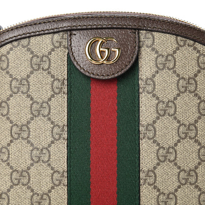 Gucci GG Supreme Monogram Textured Dollar Calfskin Web Small Ophidia Dome Shoulder Bag Beige Ebony New Acero 8 of 12