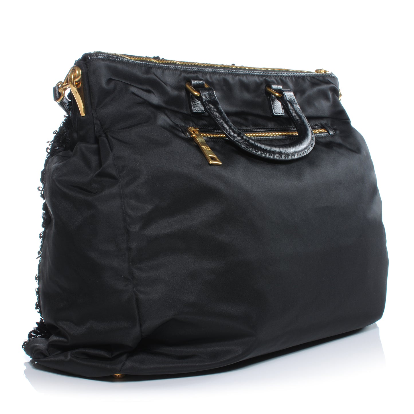 Nylon Sequin Tote Black