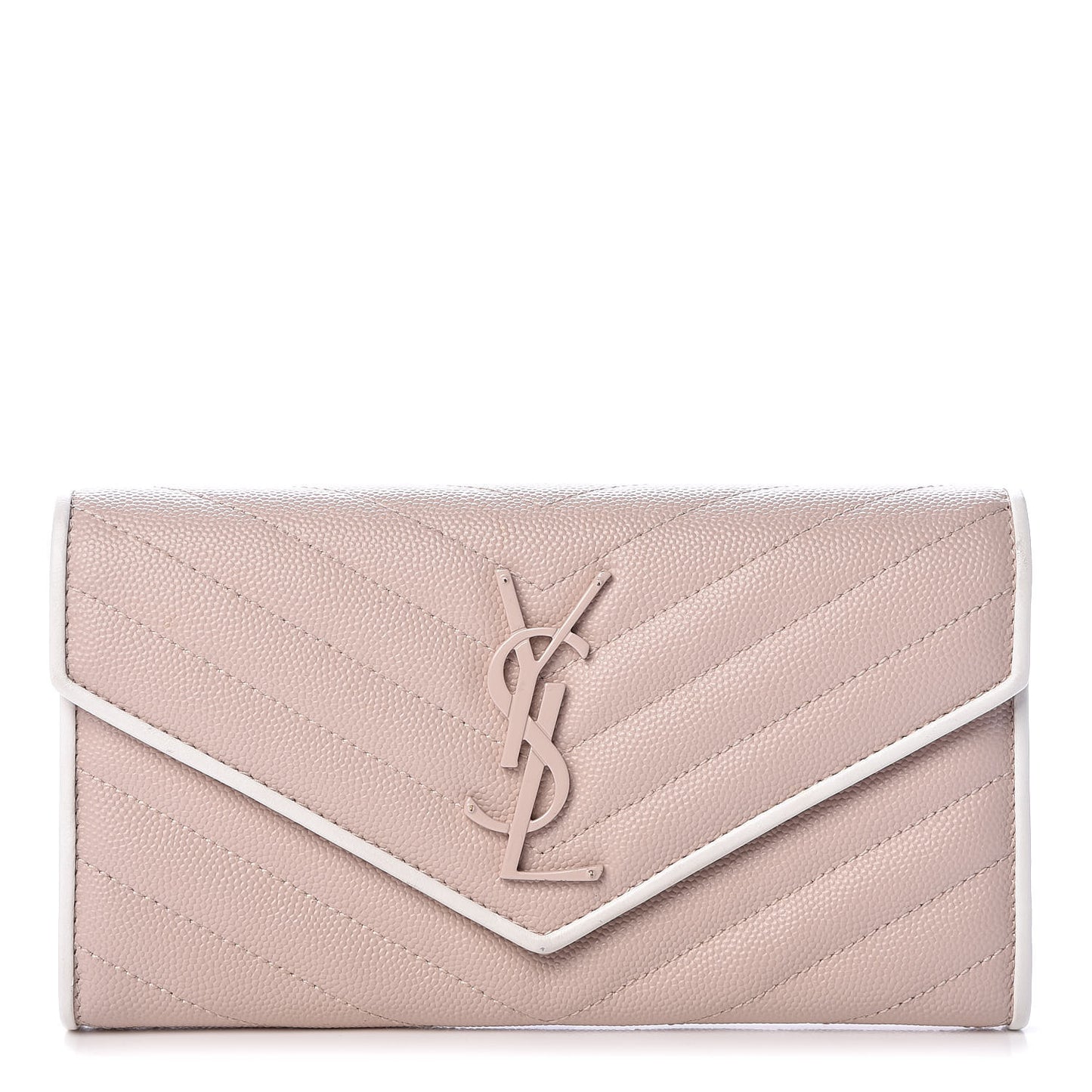 Grain De Poudre Matelasse Large Monogram Flap Wallet Pale Pink