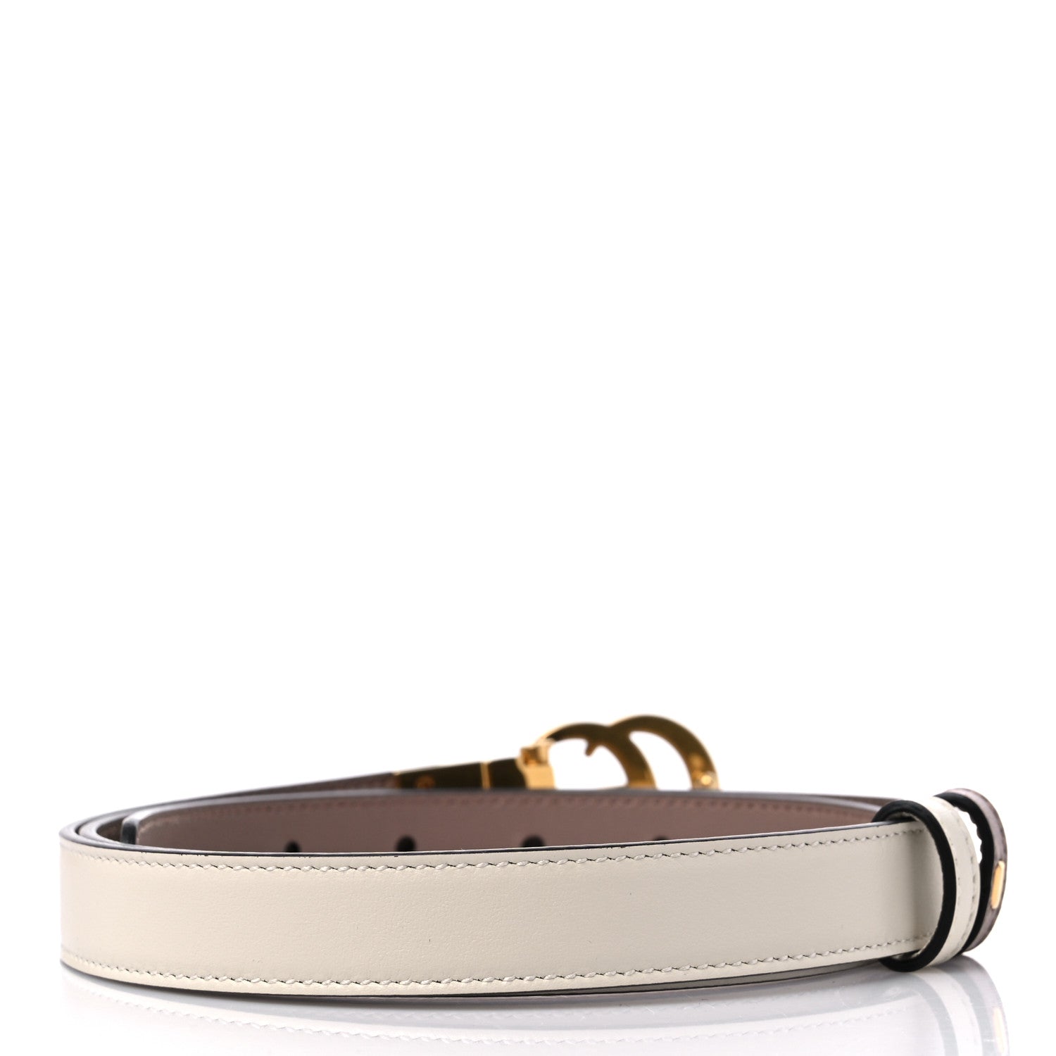 Gucci Plutone Calfskin Double G Reversible 20mm Belt 95 38 Porcelain Rose White 2 of 4