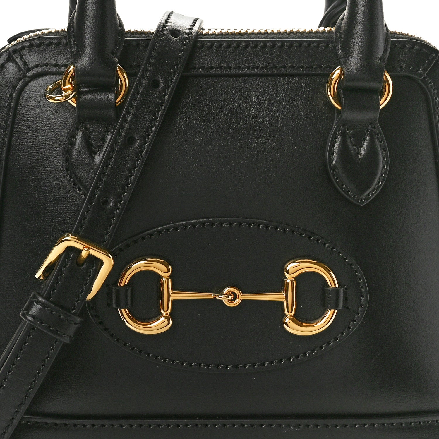 Gucci Boarded Plutone Calfskin Mini Horsebit 1955 Top Handle Bag Black 8 of 10