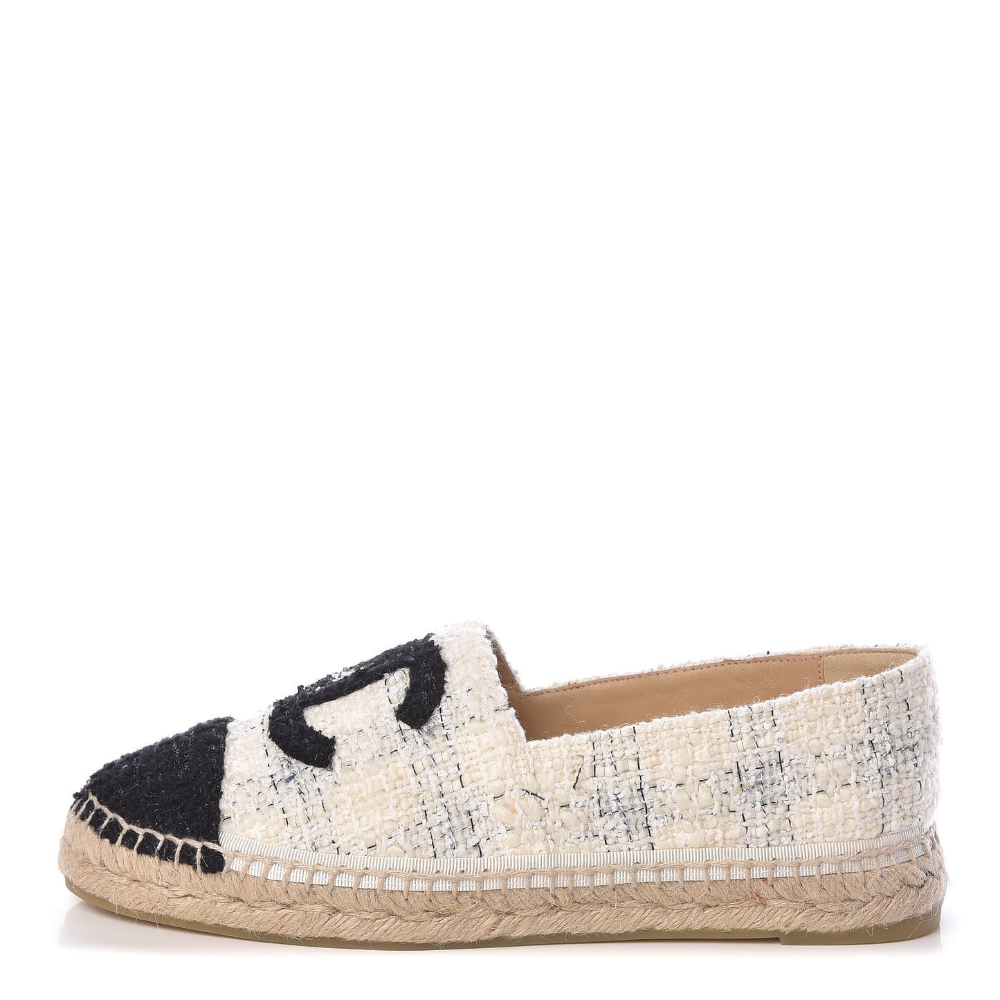 Tweed CC Espadrilles 41 Ecru White Blue Black